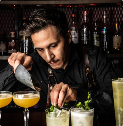 A bartender making cocktail